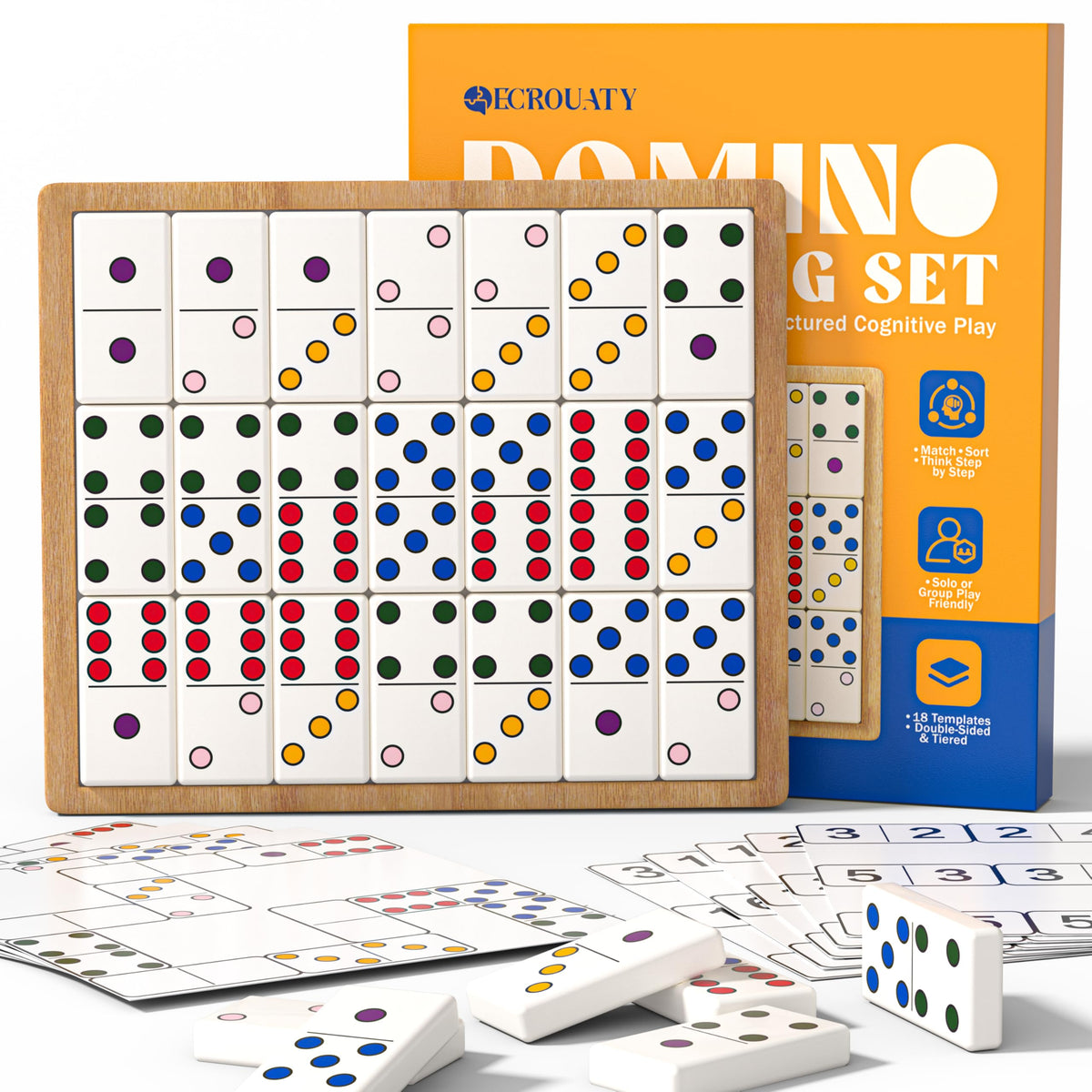 ECROUATY dementia domino tiles with tactile surfaces for memory engagement