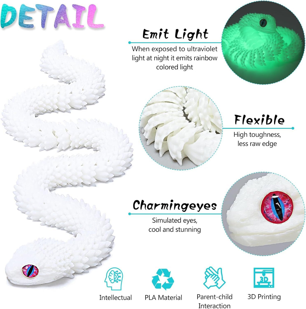 EDGRYJK 3D snake flexible toy ideal for tactile play.