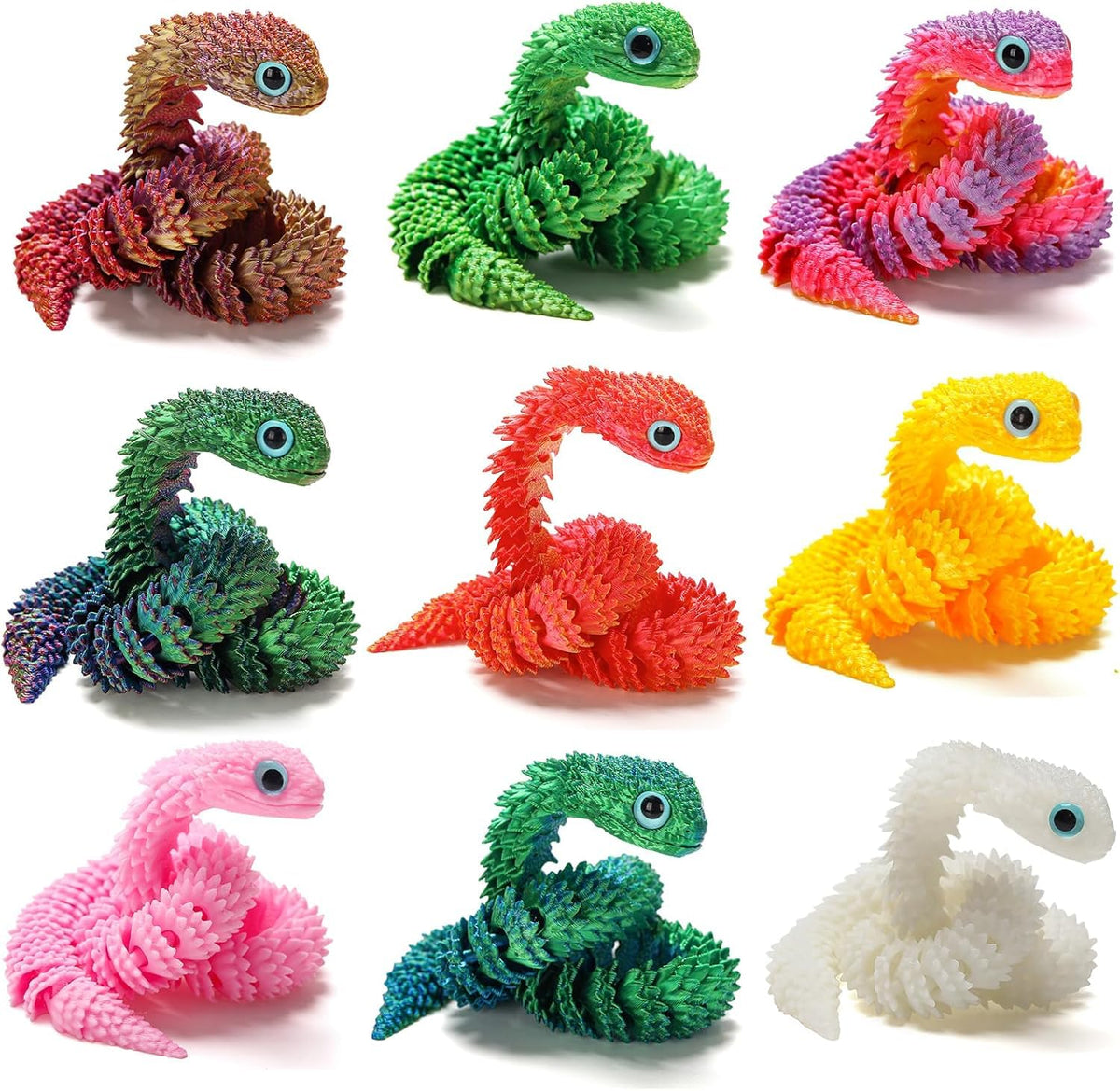 EDGRYJK 3D printed snake glows in the dark for magical shelf decor.