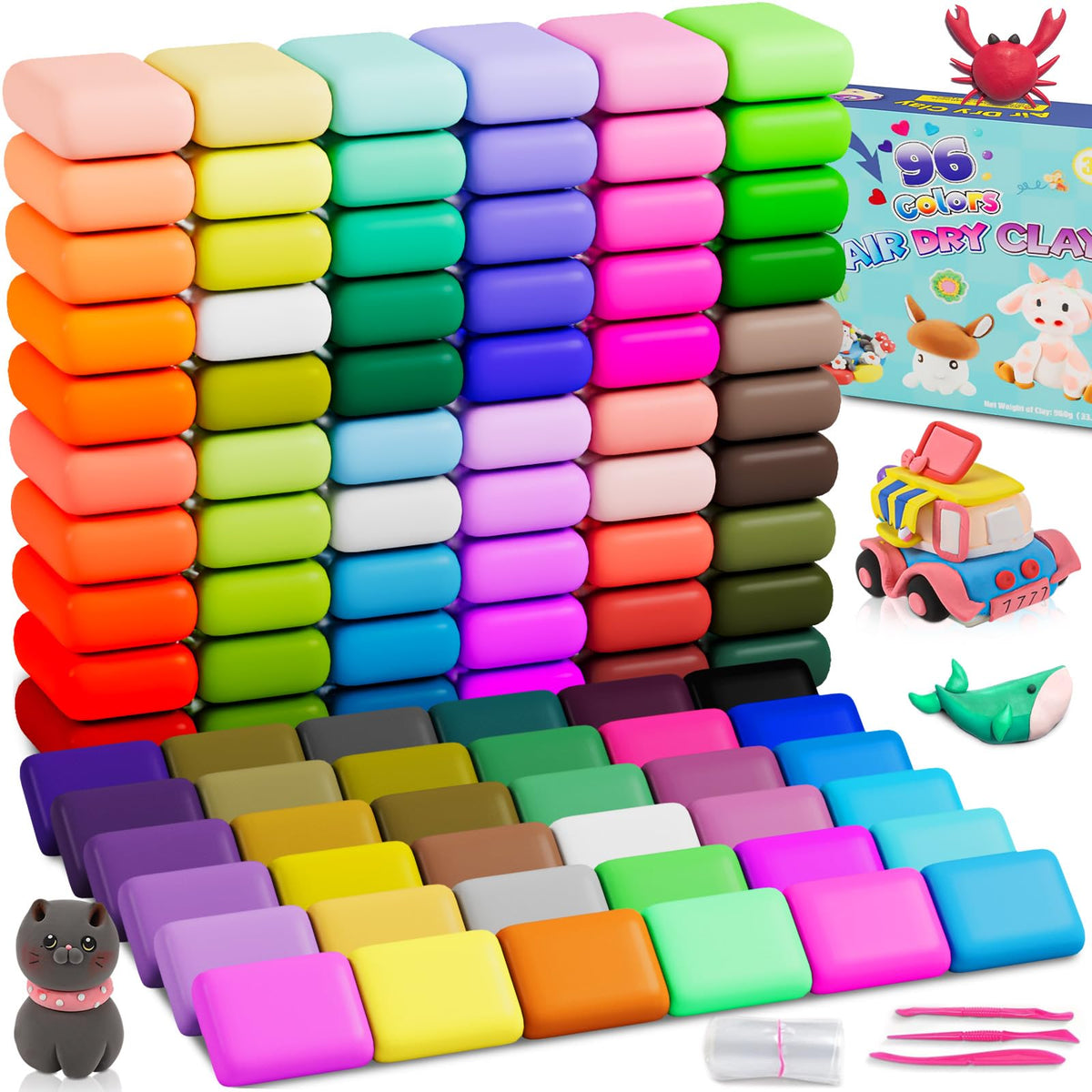 EDIFON air dry clay kit with 96 colors for kids crafts