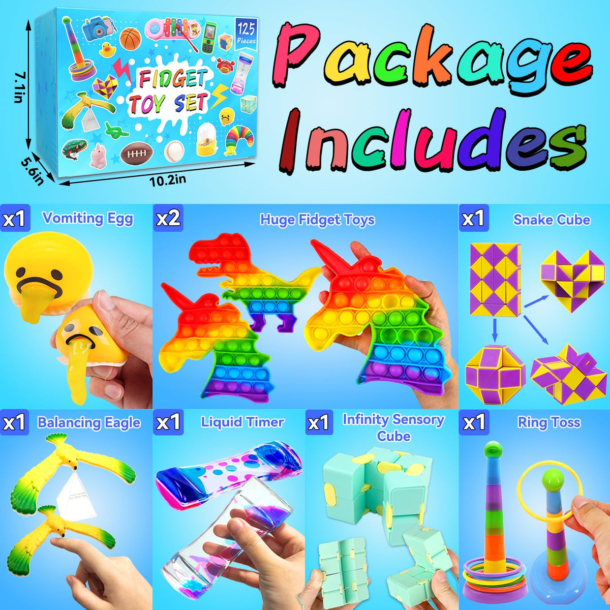 EDSPORTSHOUSE 125-pack fidget toys with diverse textures inviting hands-on play.