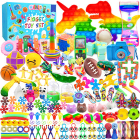 EDSPORTSHOUSE 125-pack fidget toys in a treasure chest, ideal for party favors and classroom rewards.
