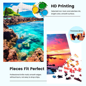 Edsjegn puzzle pieces closeup showing precision fit and print