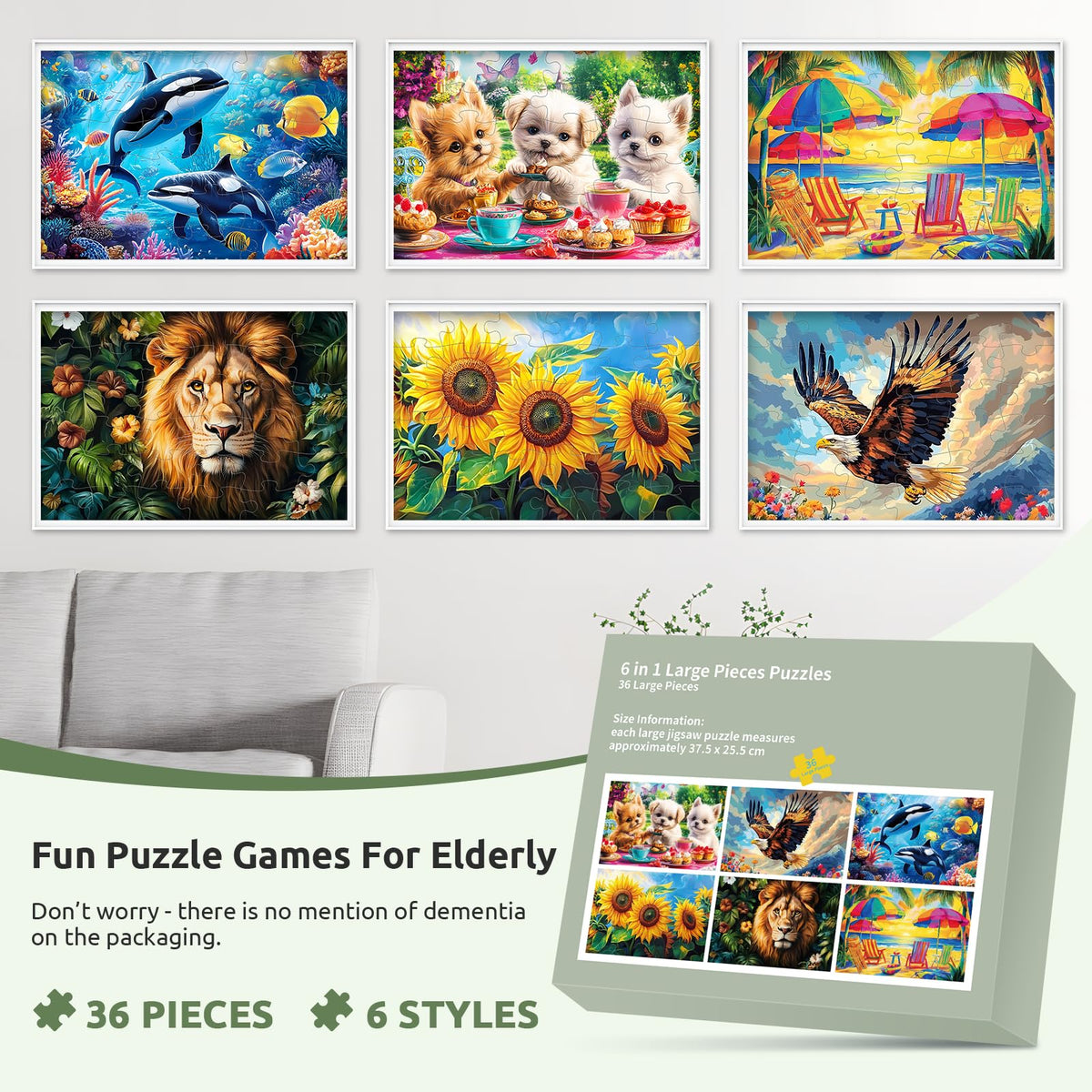 Edsjegn theme 2 large-piece puzzle helps visual focus with bright colors