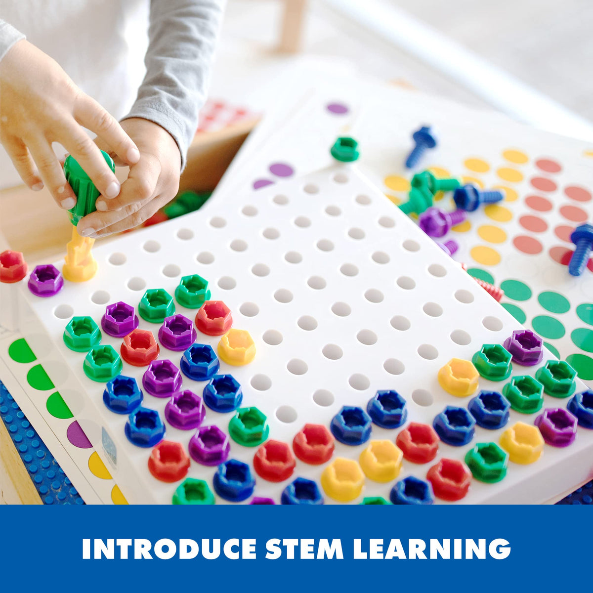 Educational Insights Design & Drill activity board stays sturdy as kids drill bolts into place