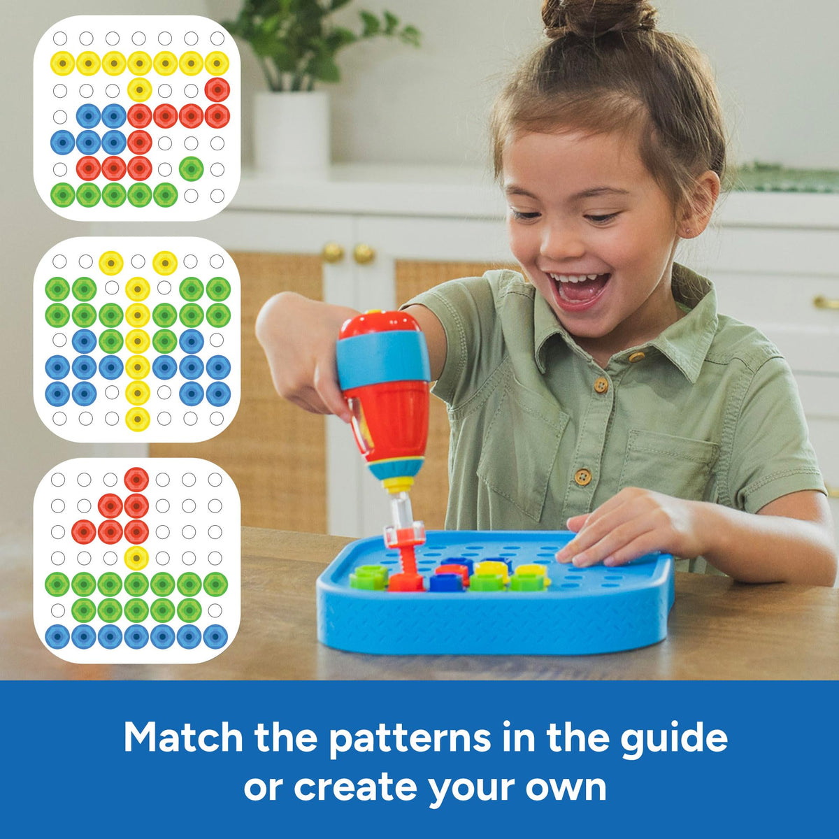 Educational Insights Design & Drill Bolt-It Bucket kid drill-action captures hands-on learning in action