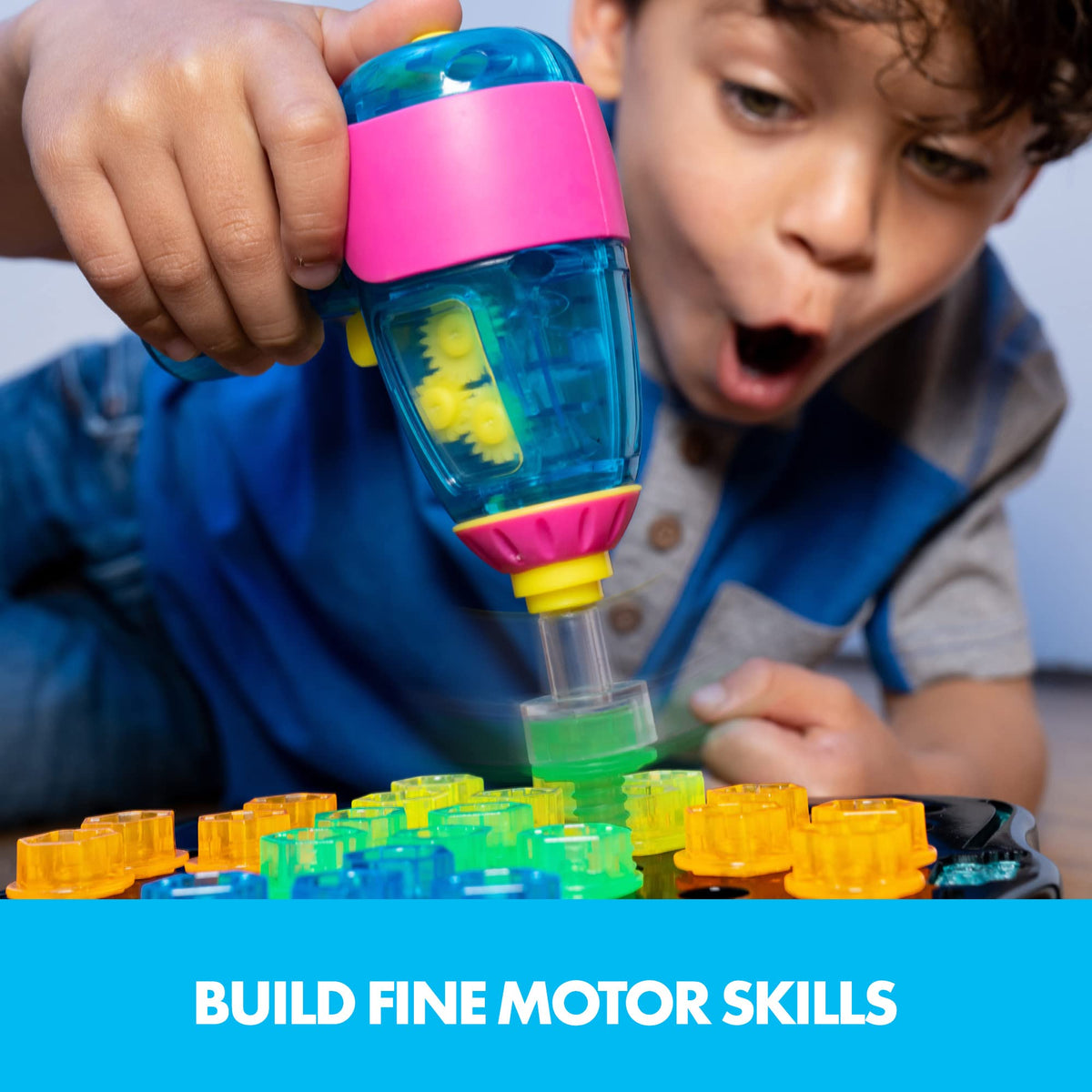 Educational Insights Design and Drill Brightworks translucent bolts add colorful pattern-based construction