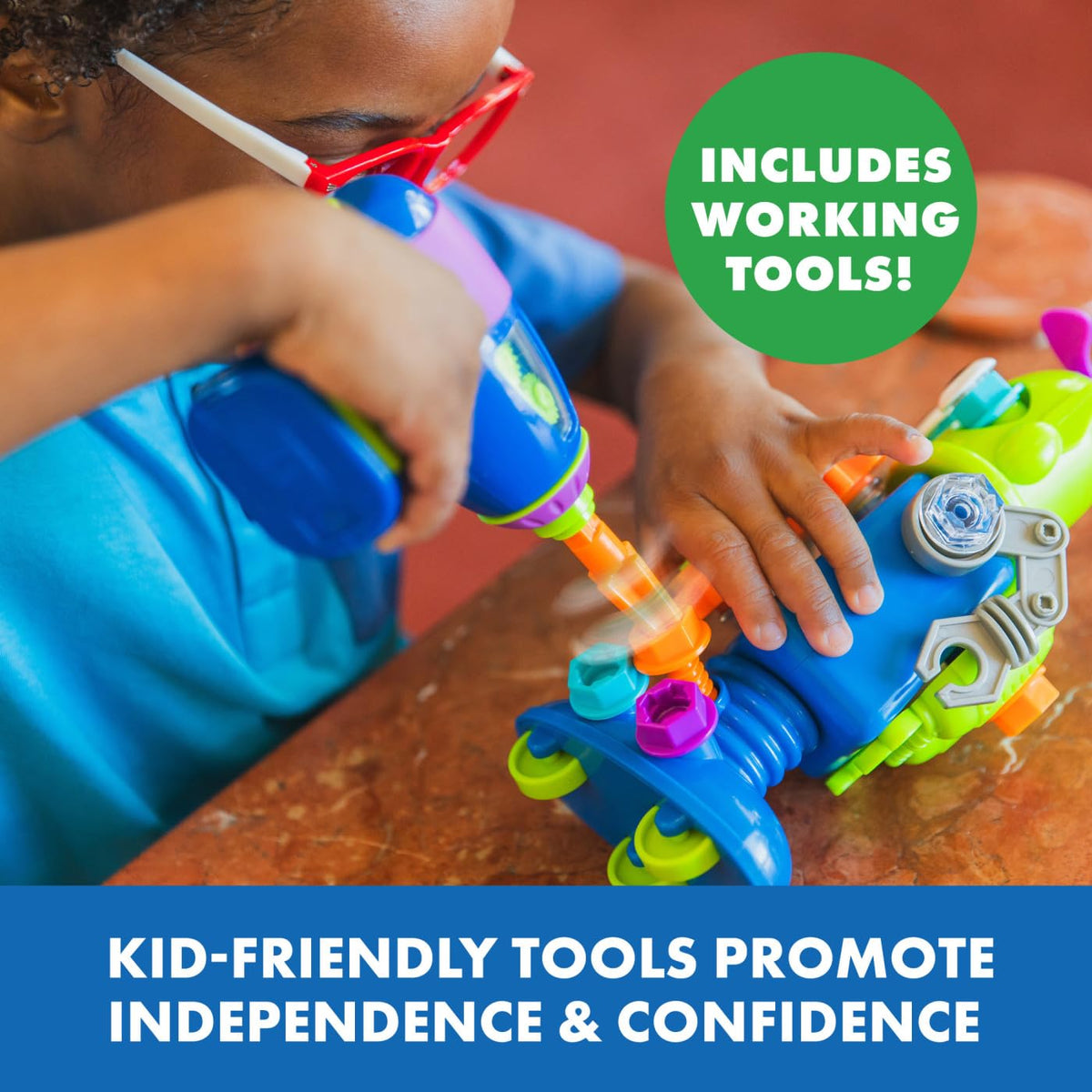 Educational Insights Design & Drill Robot Workshop bolts and bits enable creative constructions