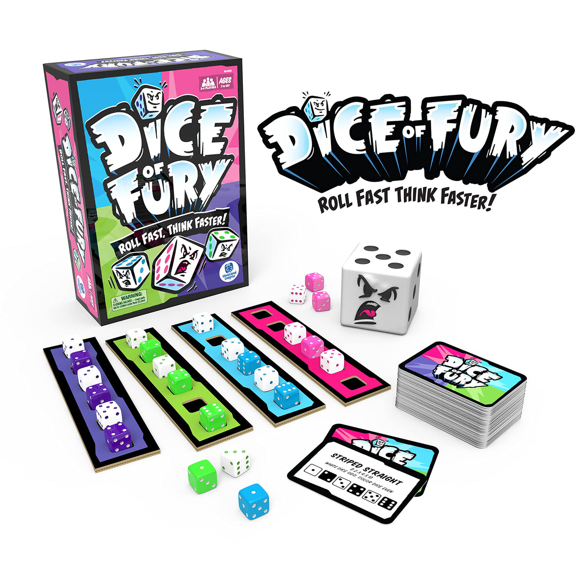 Educational Insights Dice of Fury challenge cards driving quick decision rounds for kids and adults.