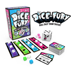Educational Insights Dice of Fury challenge cards driving quick decision rounds for kids and adults.