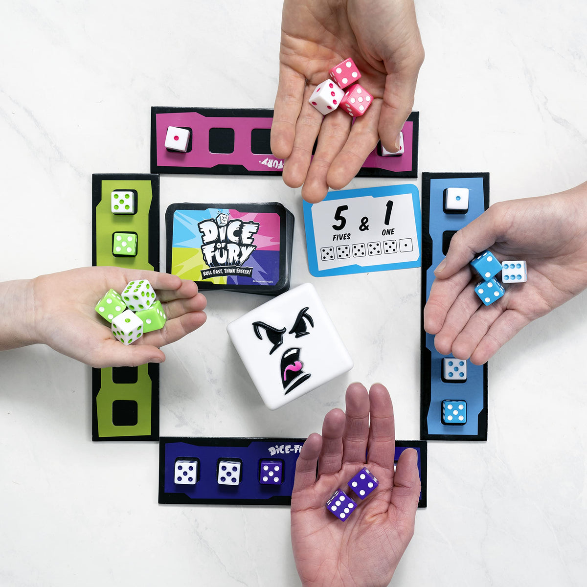 Educational Insights Dice of Fury dice holders organize play for smooth rounds.