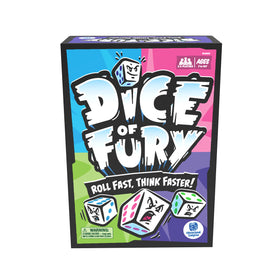 Educational Insights Dice of Fury dice tray in action during family game night for fast math rounds.