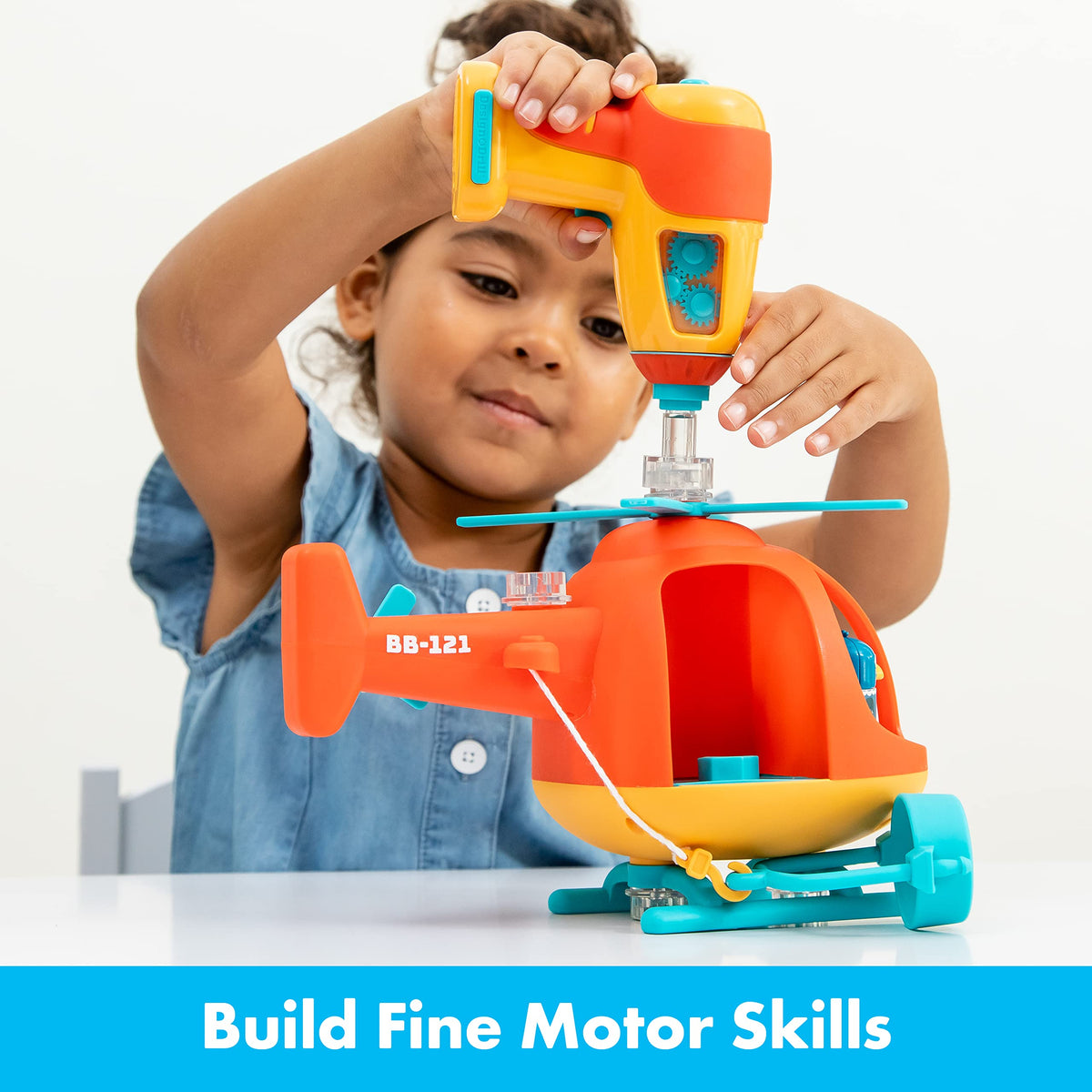 Educational Insights drill-activated winch feature on helicopter in action