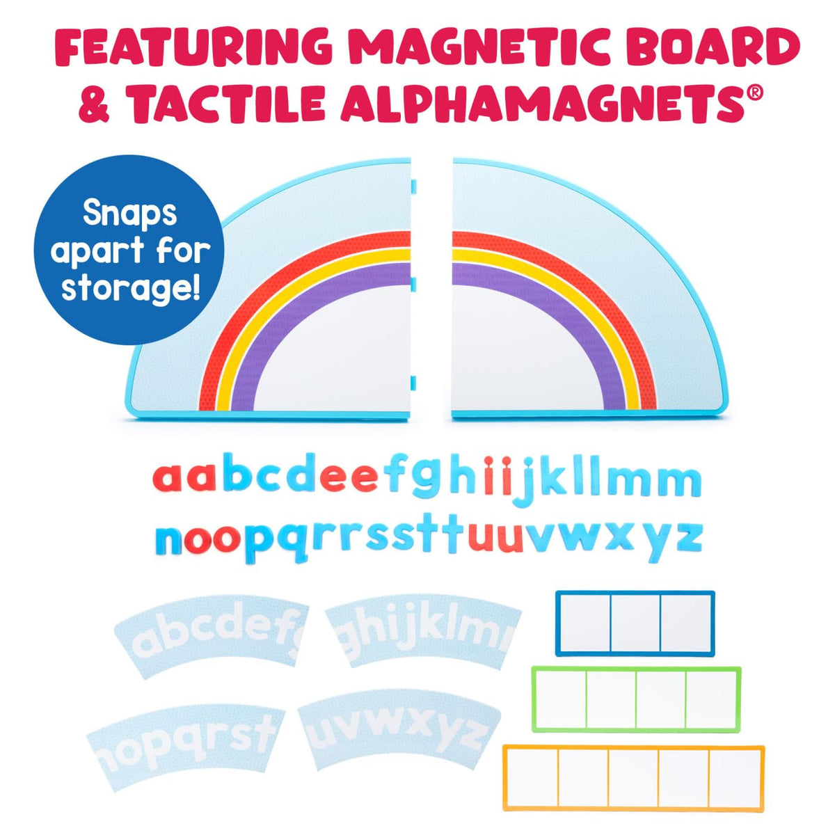 Educational Insights Dry-erase board adds reusable space for writing and practice.