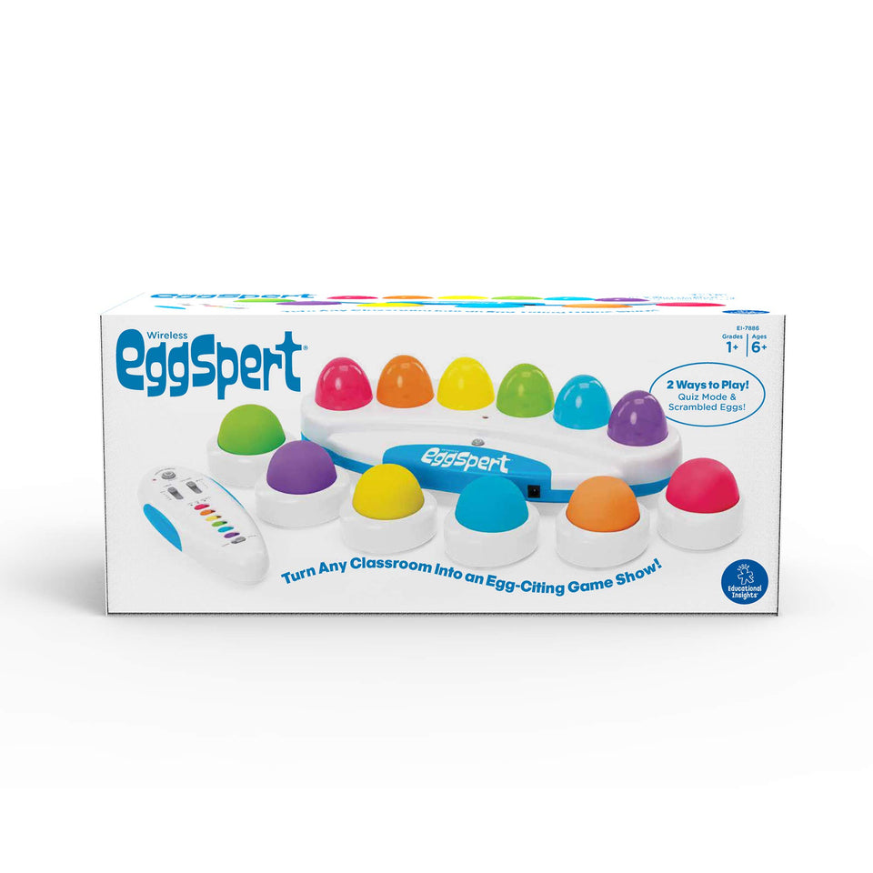 Educational Insights Eggspert board with colorful buttons for engaging classroom quizzes