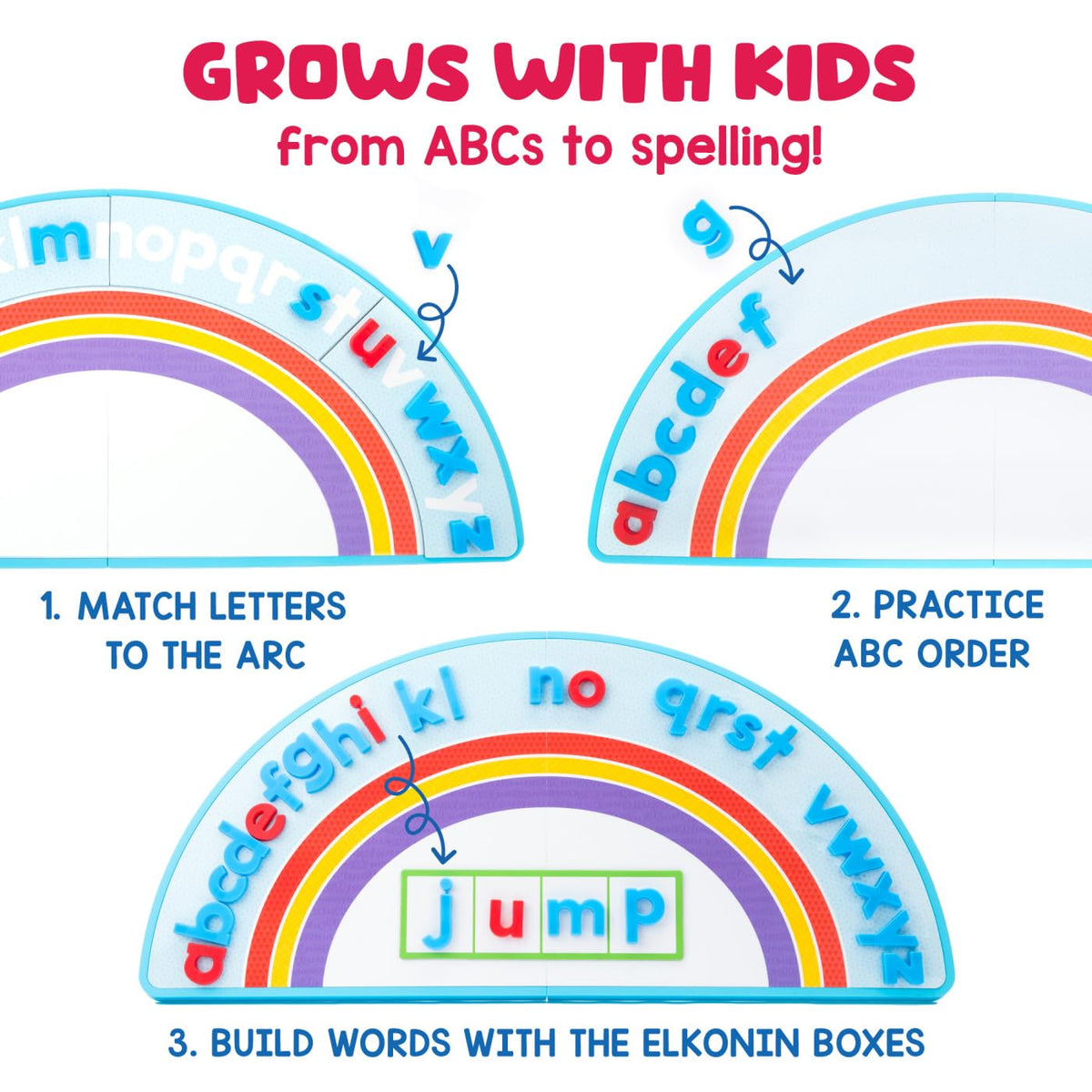 Educational Insights Elkonin boxes support sound mapping and word-building activities.
