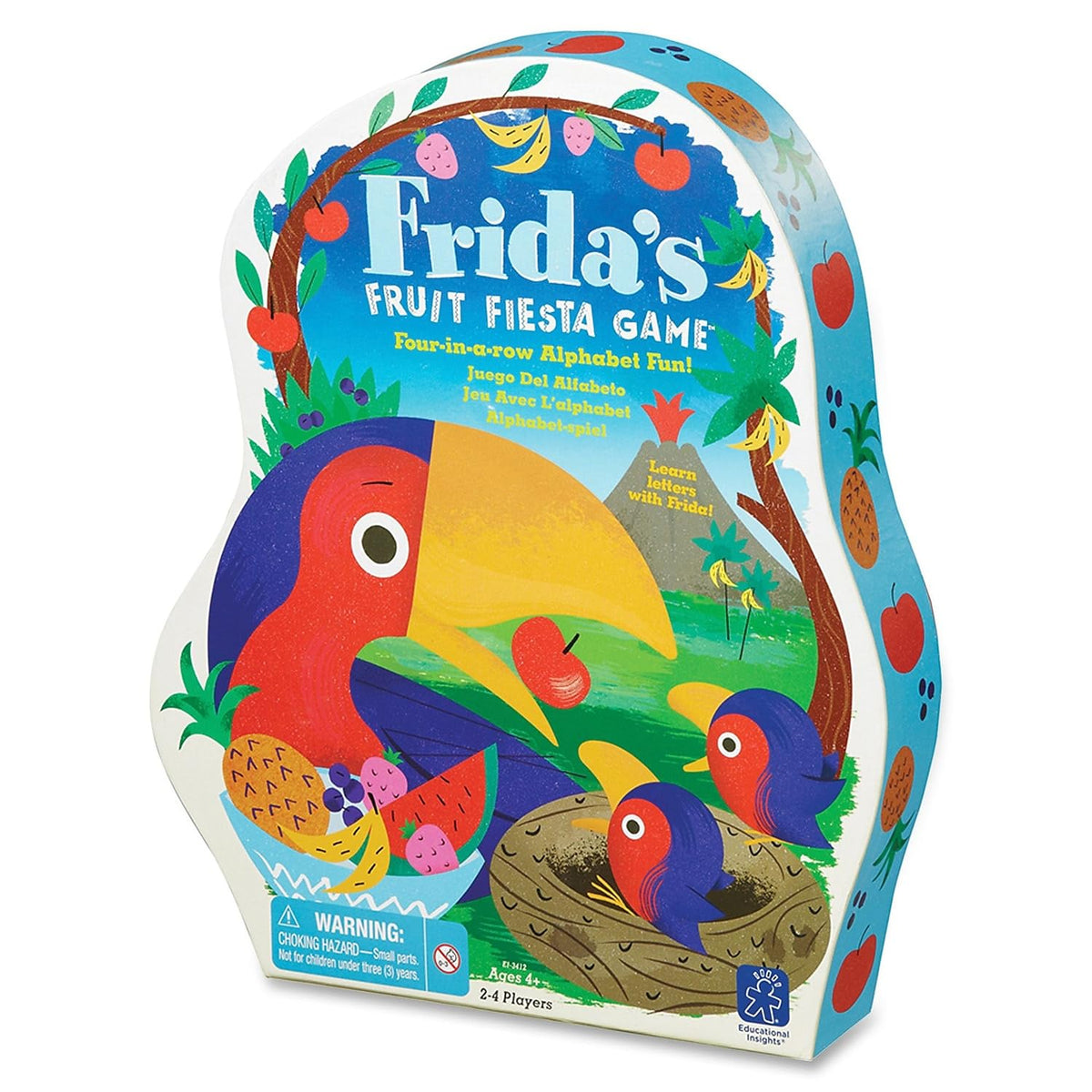 Educational Insights Frida's Fruit Fiesta Frida Toucan Squeezer adding letters to nests