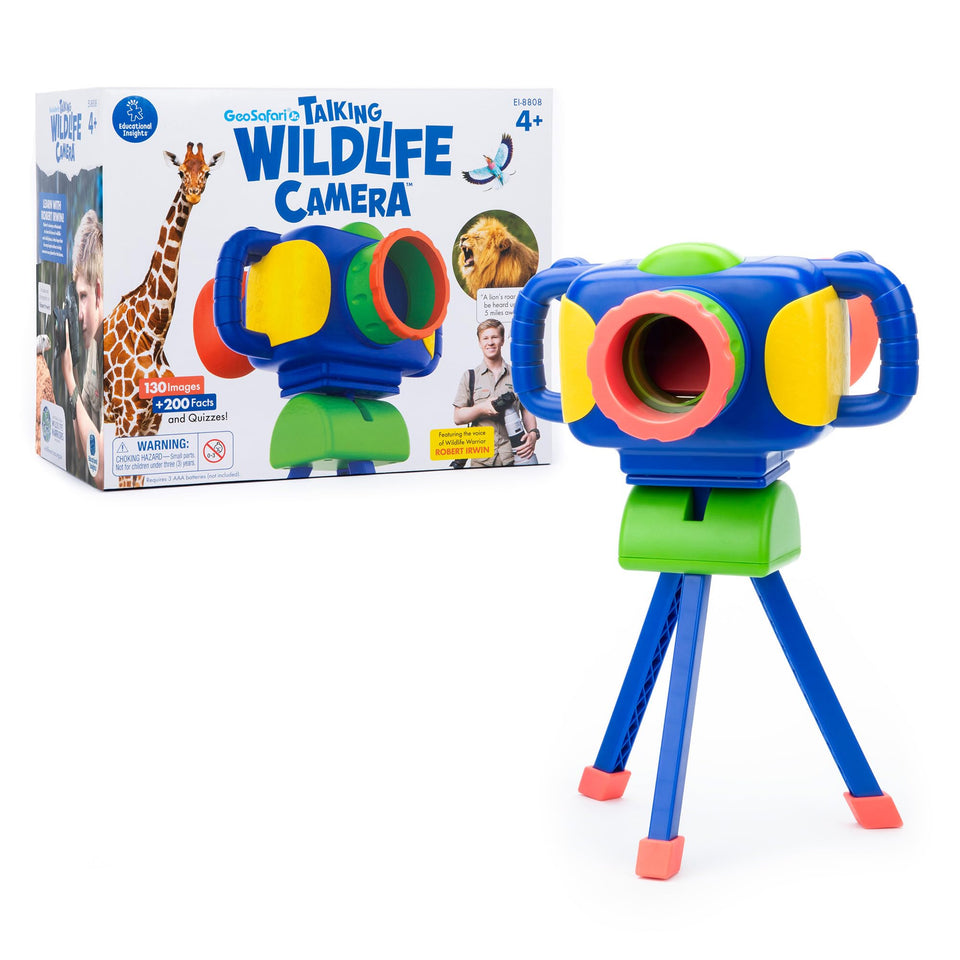 Educational Insights GeoSafari camera on tripod, kid-friendly setup for hands-on exploration.
