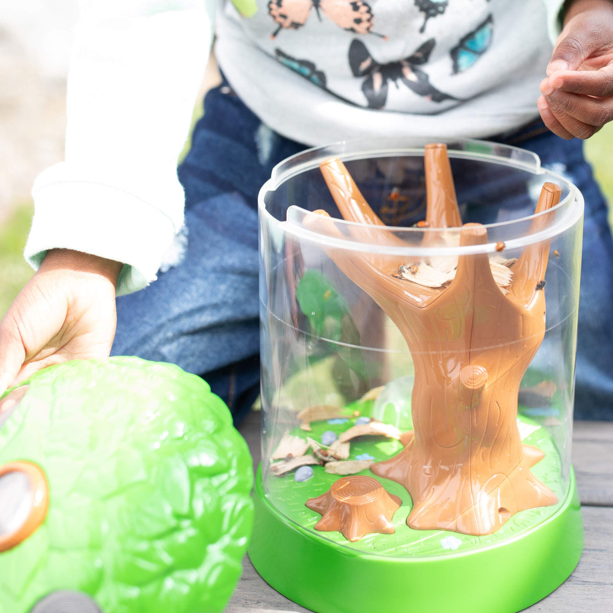 GeoSafari Ladybug Garden shows live ladybugs in a safe habitat to spark curiosity.