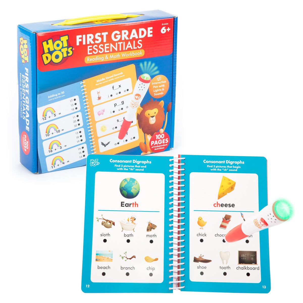 Educational Insights Hot Dots First Grade Essentials cover with interactive pen for self-paced early learning.