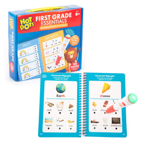Educational Insights Hot Dots First Grade Essentials cover with interactive pen for self-paced early learning.