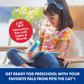 Pete the Cat workbook pages show number and letter activities to reinforce readiness.