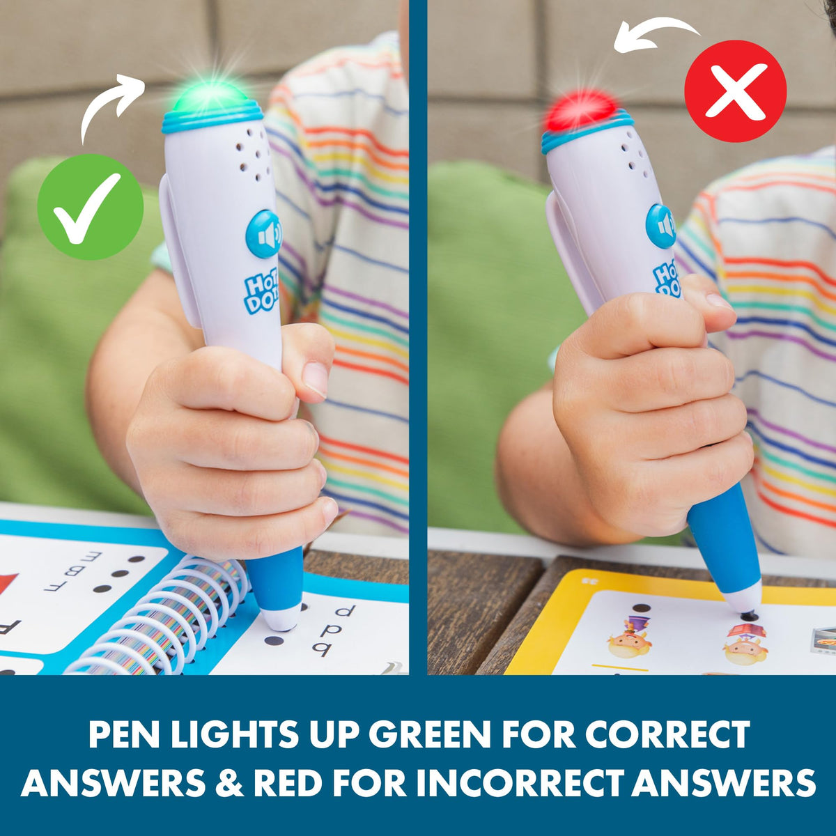 Educational Insights Hot Dots reading activity page reinforces letter recognition and sounds.