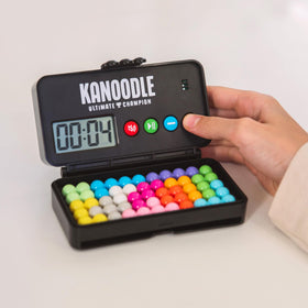 Educational Insights Kanoodle Ultimate Champion travel puzzle setup for on-the-go thinking.