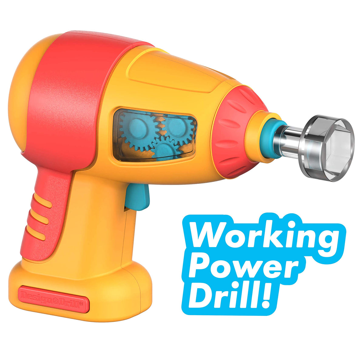 Educational Insights child uses the toy drill during play