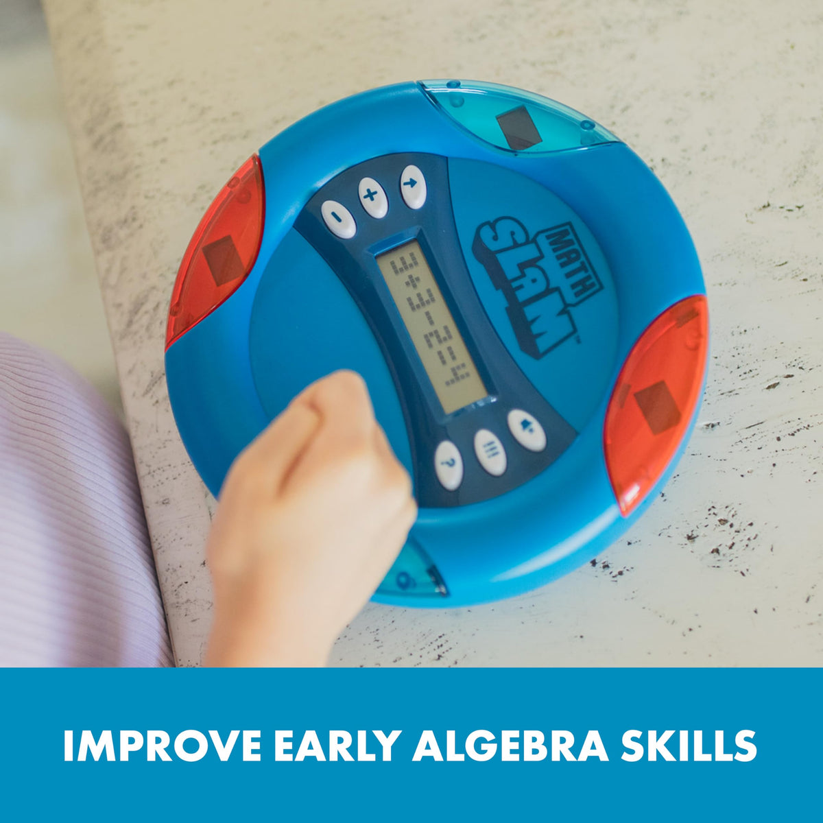 LED display and tactile controls power engaging math sessions.