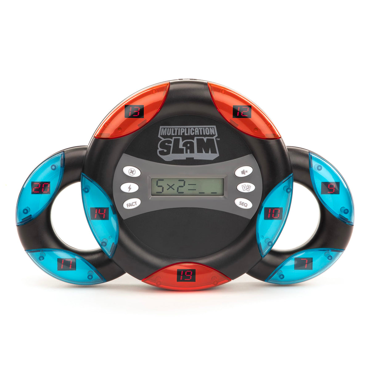 Educational Insights Multiplication Slam handheld device front view for on-the-go math practice