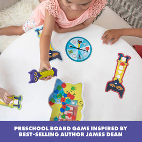 Educational Insights Pete the Cat Buttons game spinner guides quick shape choices.