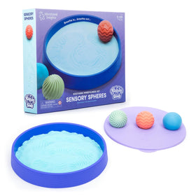 Educational Insights Playfoam Sand Sensory Spheres sand tray with lid supports mess-free storage.