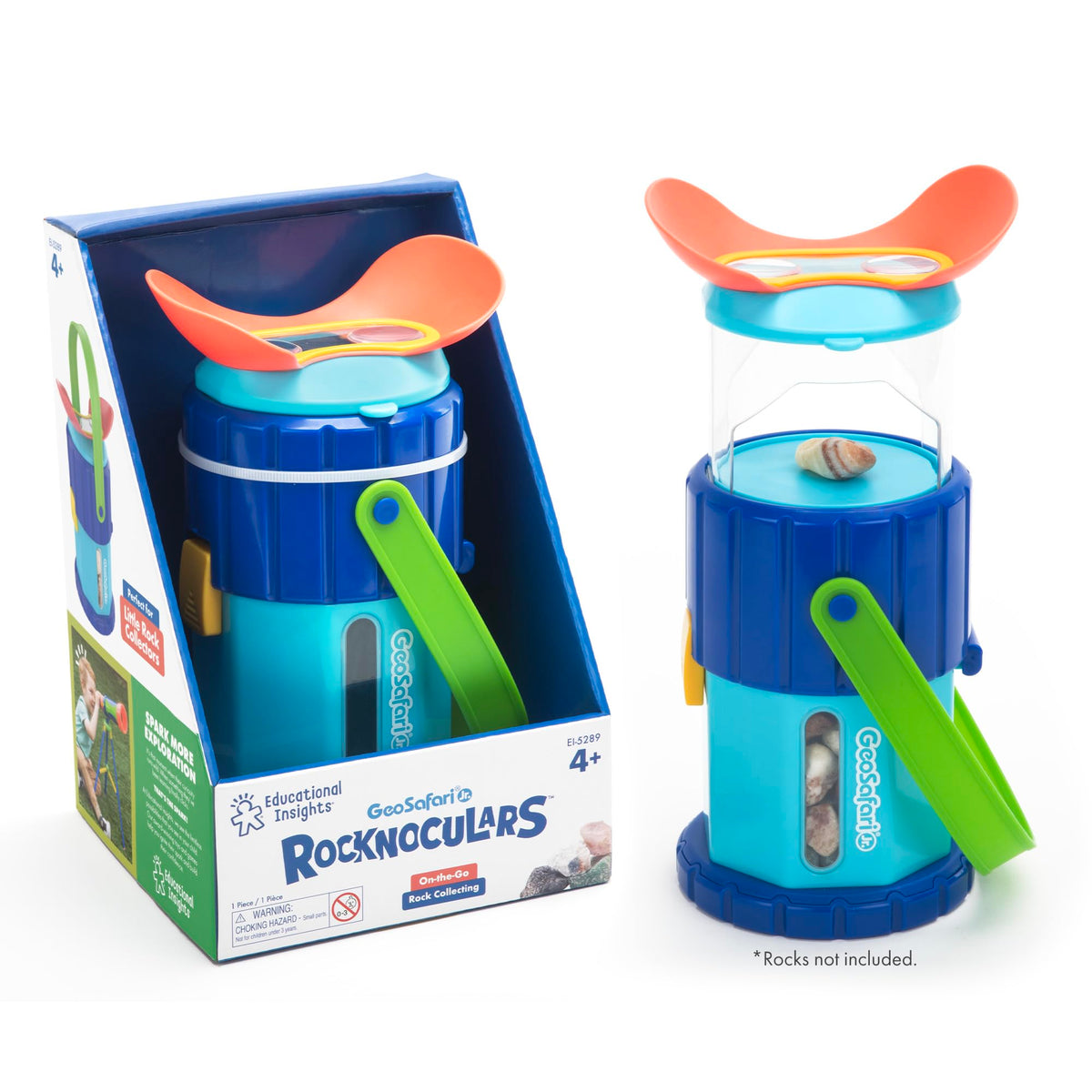 Educational Insights Rocknoculars handheld microscope for kids during outdoor geology exploration.