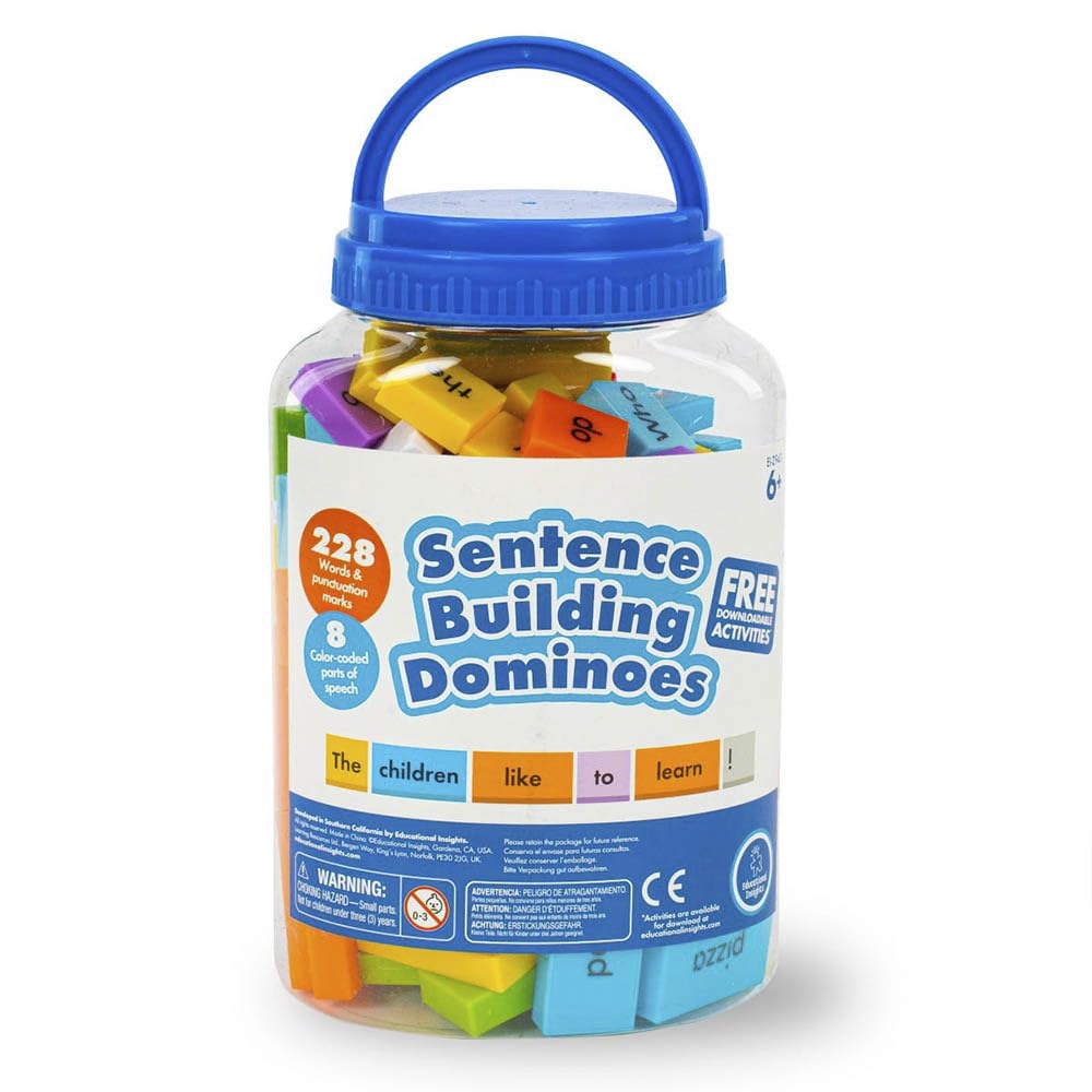 Educational Insights sentence-building dominoes adjectives to add descriptive detail.