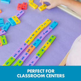 Educational Insights storage container keeps 84 dominoes organized and ready.