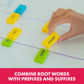 Educational Insights dominoes stored in a sturdy bucket for easy organization