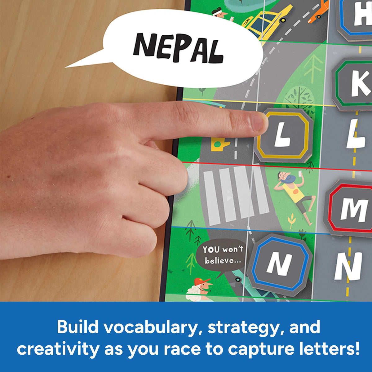 Educational Insights Word on the Street group play with 2-8 players fosters teamwork.