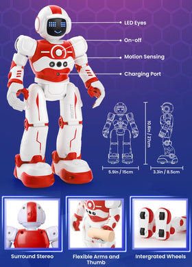 EduCuties robot toy demonstrates left-right gestures for kid-friendly exploration.