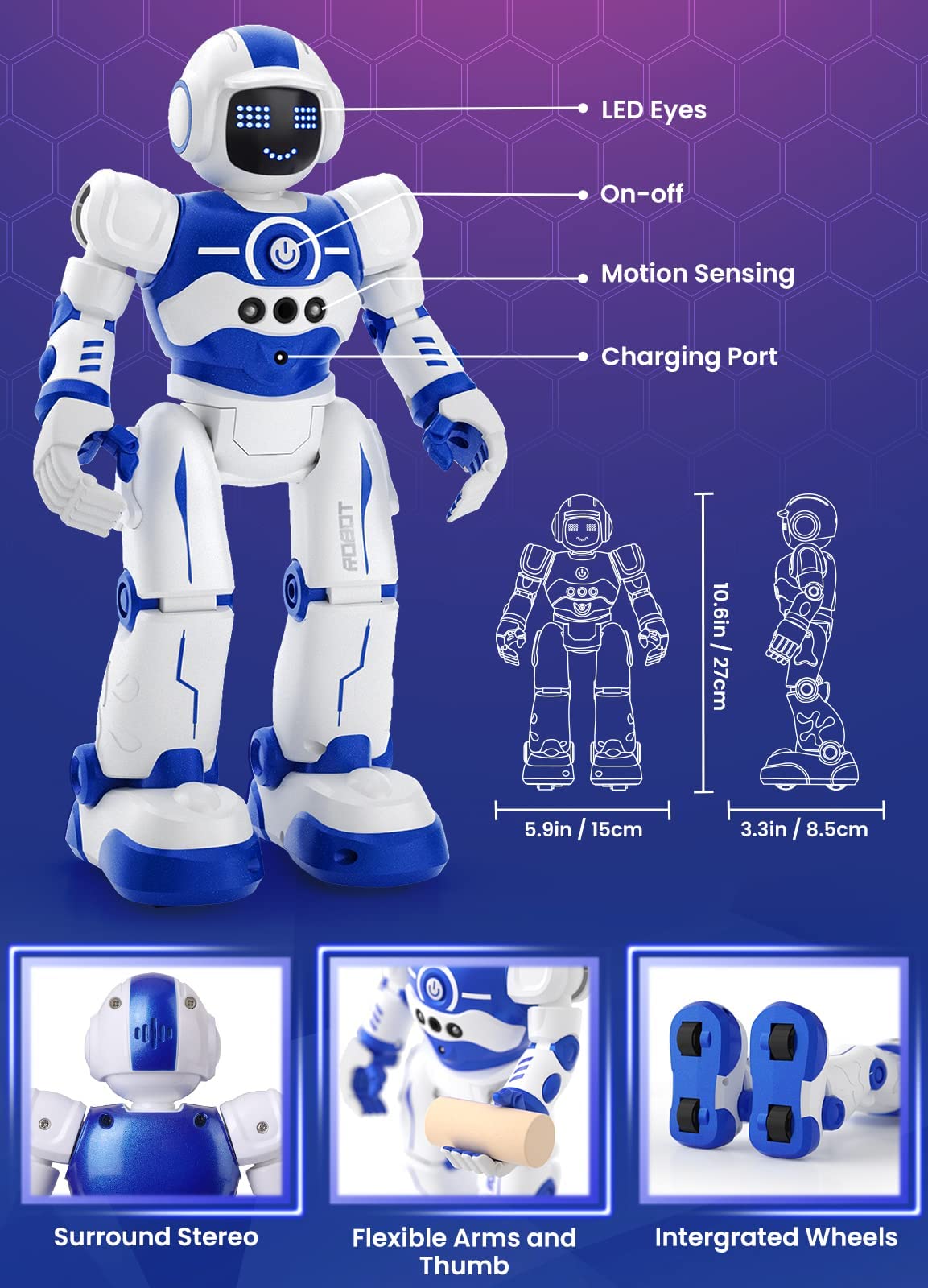 EduCuties robot toy with remote control for precise commands