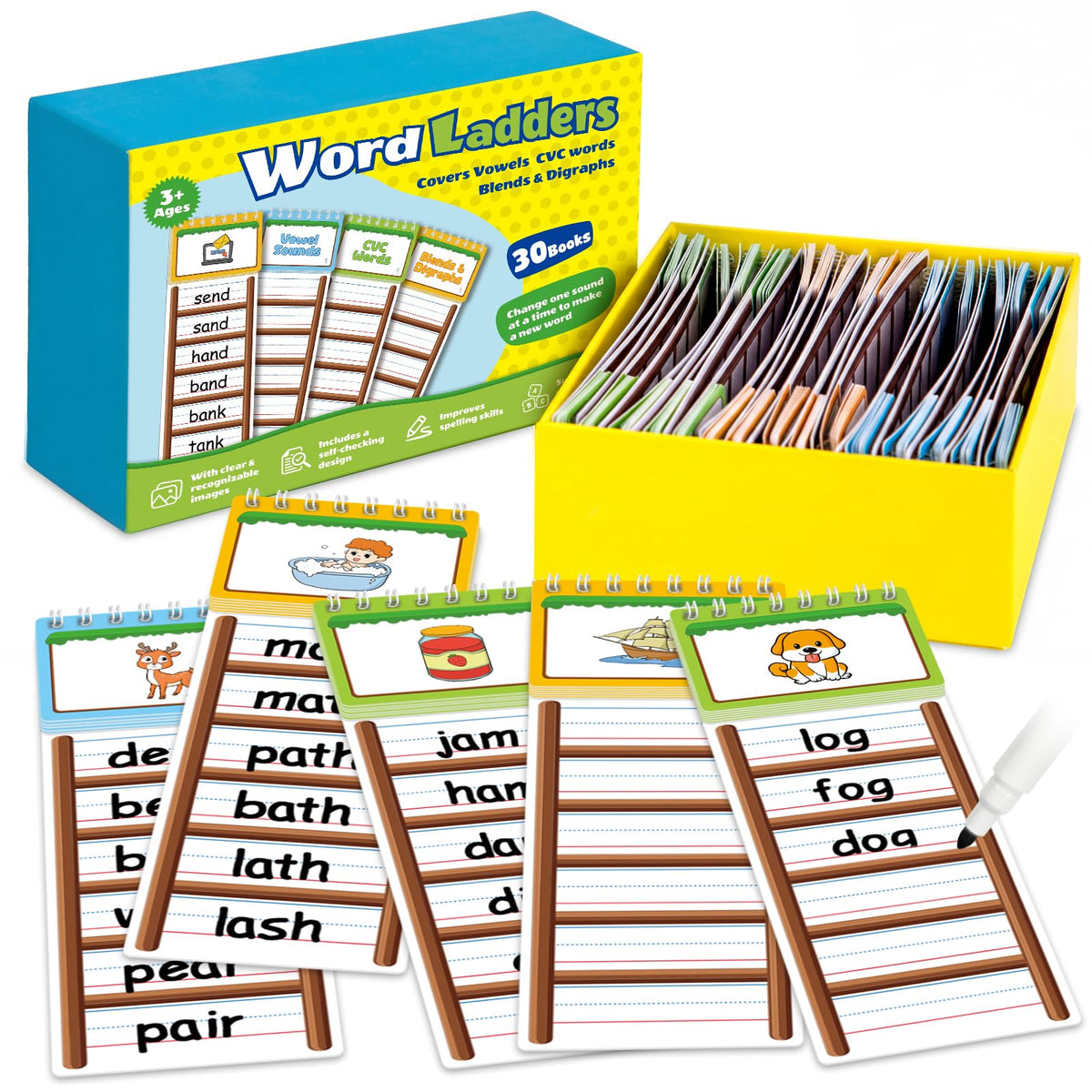 Edulok 30 Word Ladder Flip Books cover design for young readers