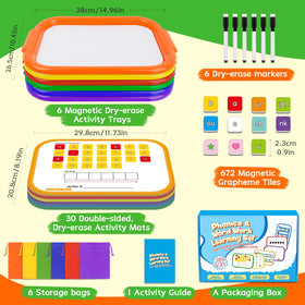 Edulok double-sided dry-erase mats for reusable phonics practice