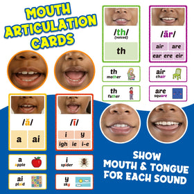 Edulok mouth articulation diagrams showing tongue and lip placement.