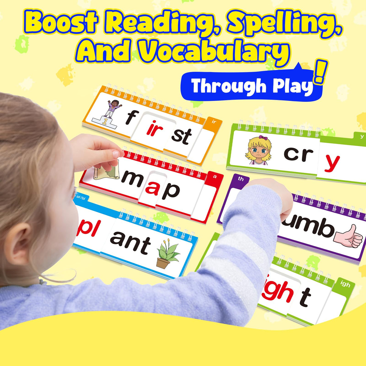 Edulok phonics flash cards supporting word family recognition and decoding