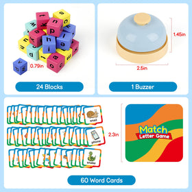 Edulok Phonics flash cards support quick word matching activities at home.
