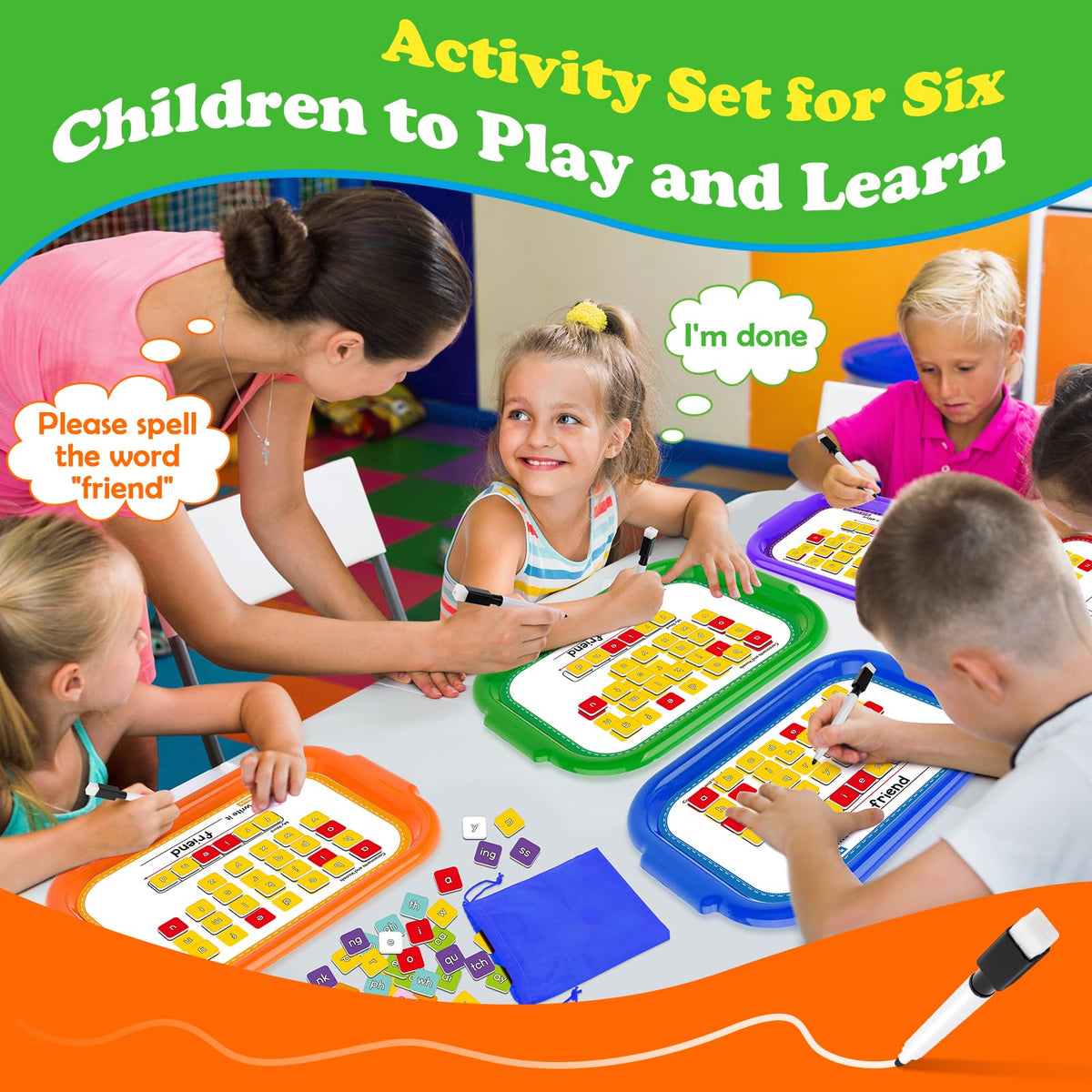 Edulok six-set magnetic boards for small-group literacy activities