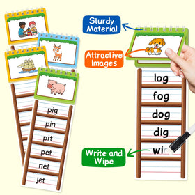 Edulok word ladder flip pages open demonstrate progressive word family learning