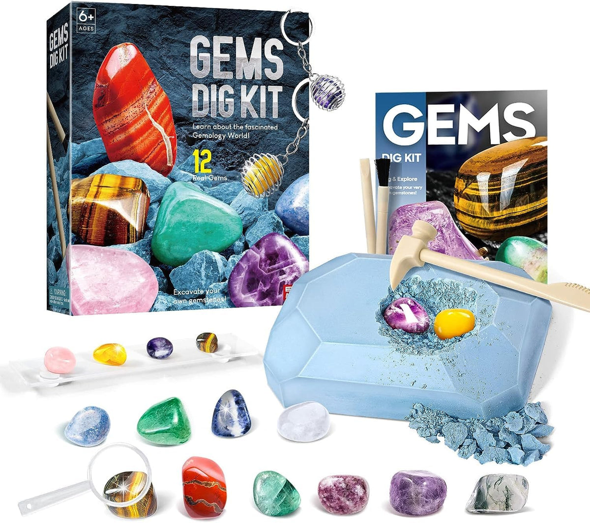 Eduman Gems Dig Kit: digging-block scene invites hands-on archaeology exploration.