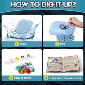 Eduman Gems Dig Kit: display-stand for showcasing your gemstone collection.