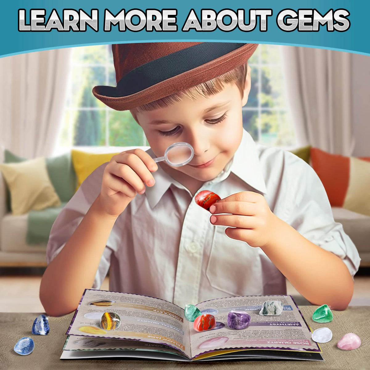 Eduman Gems Dig Kit: gemstone-keychain offers wearable dual-purpose keepsake.